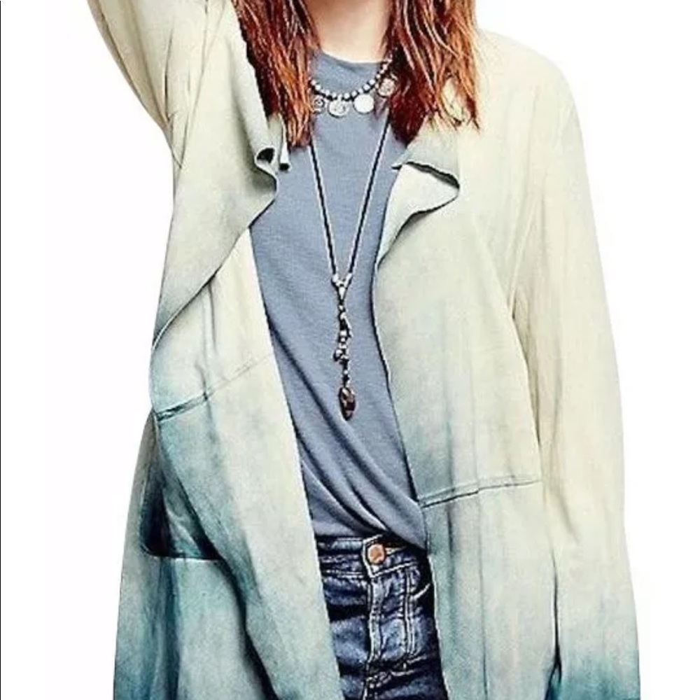 Free People Dip Dye Paint Suede Trench size small - Picture 3 of 12